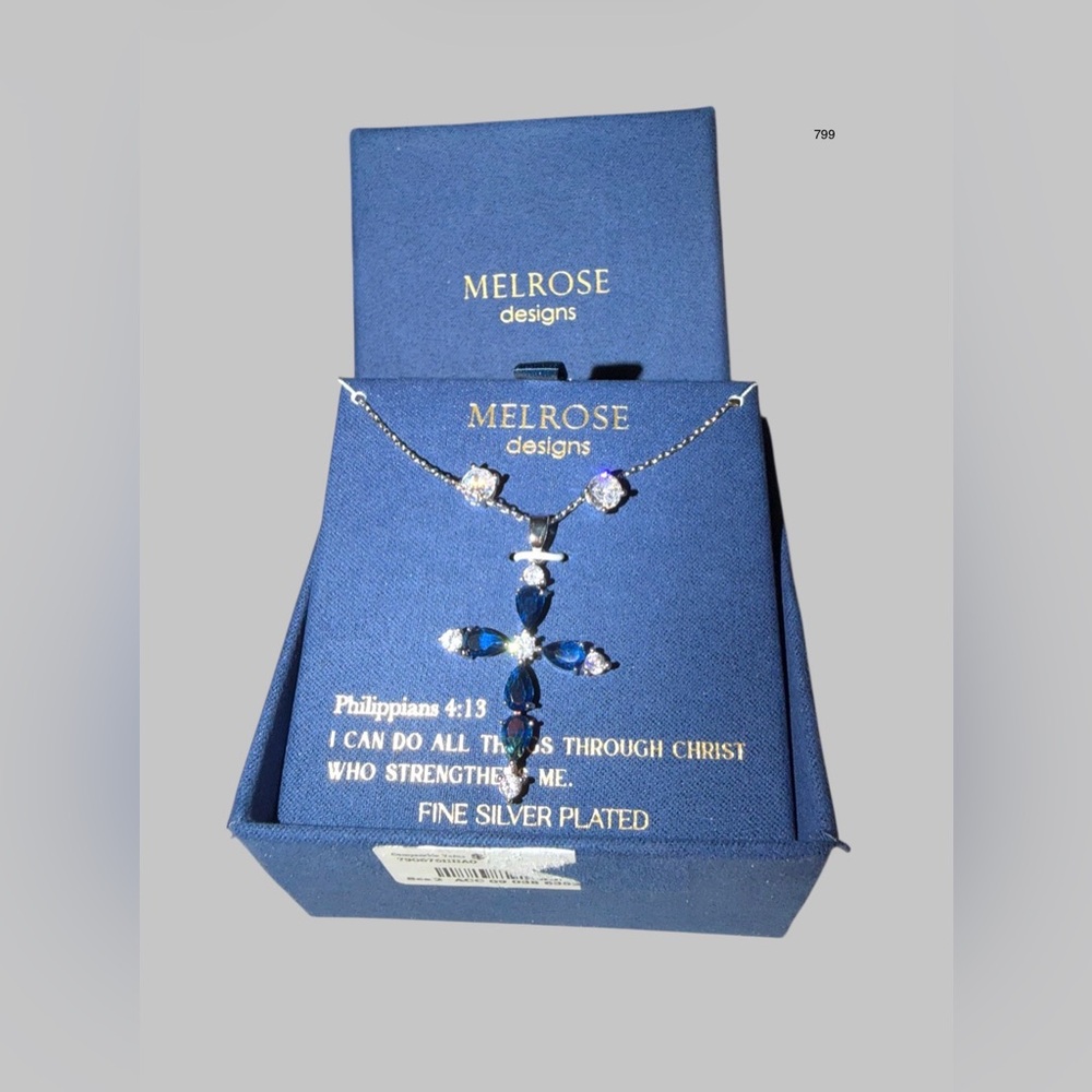*new* Silver-plated Cross Pendant & Stud Earrings by Melrose Designs